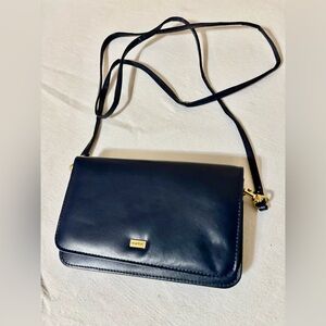 Buxton Versatile Genuine Leather Cross-body Wallet or Clutch in Navy Blue